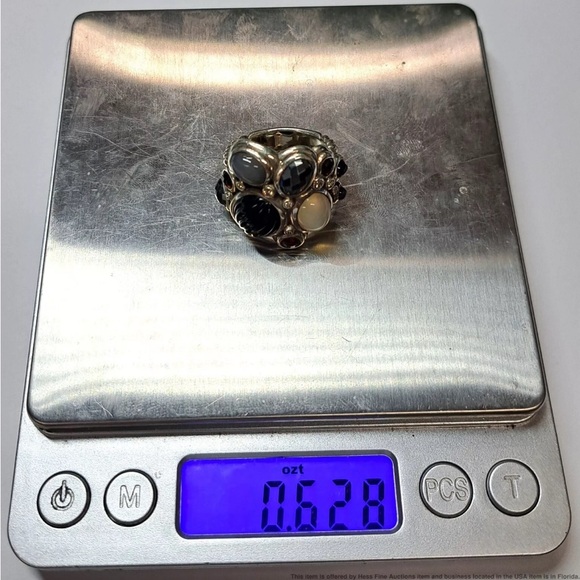 David Yurman Heavy Multistone Diamond Mosaic Sterling Silver Cocktail Ring 8.75 - Picture 9 of 10